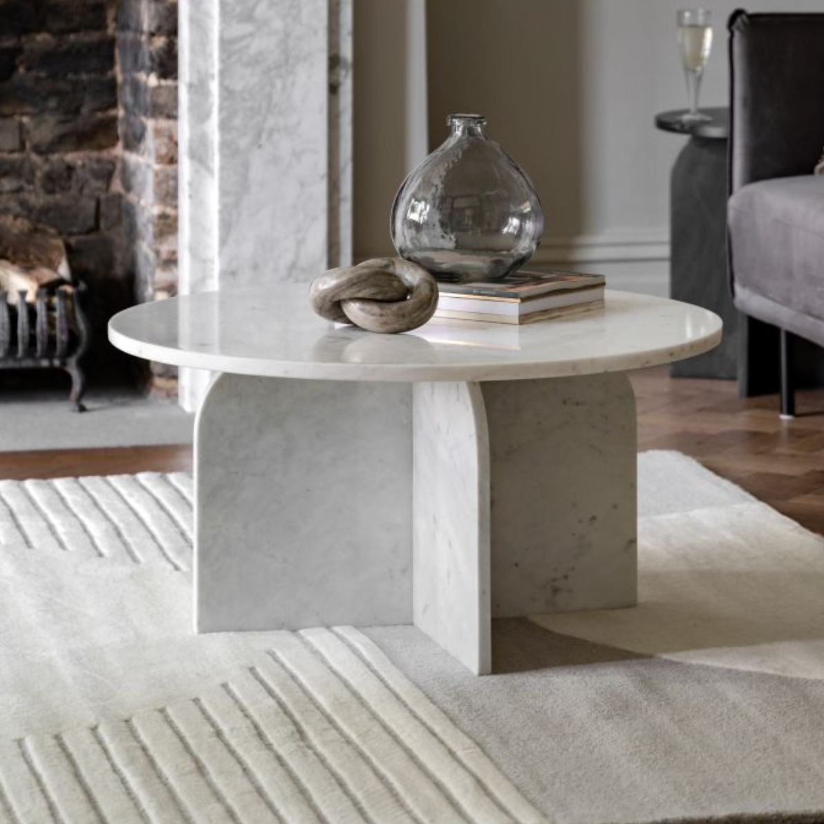 Amalfi Round White Marble Coffee Table