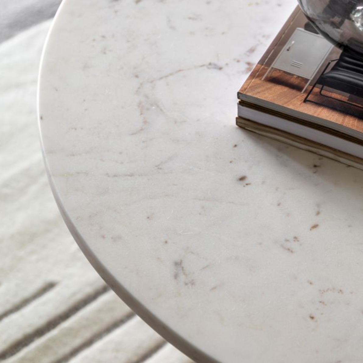 Amalfi Round White Marble Coffee Table