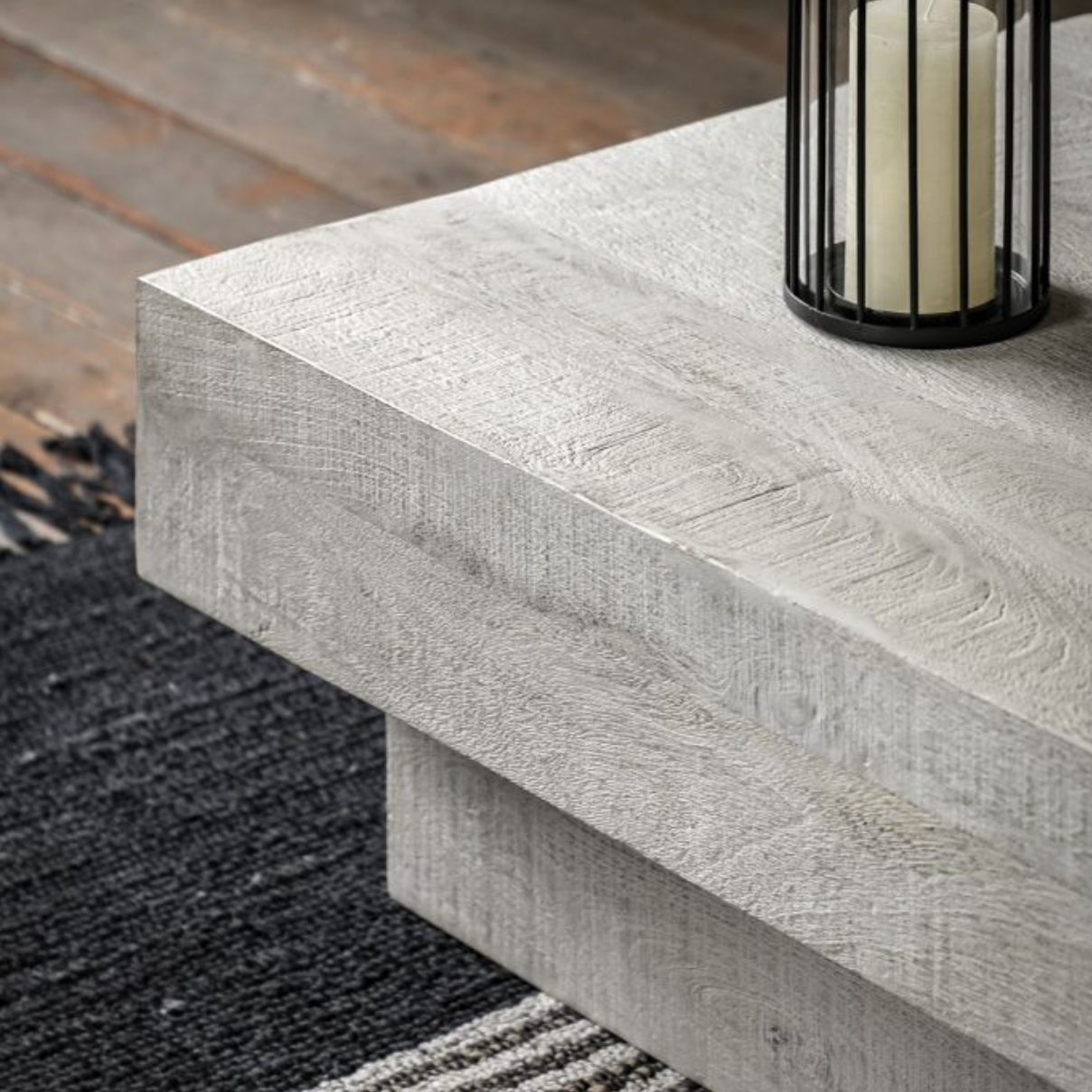 Iowa Mango Wood Coffee Table White Wash - Luxury Interiors