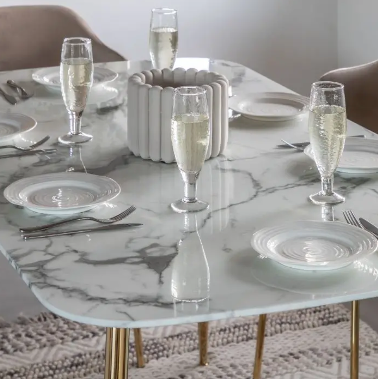 Evans Dining Set White Effect - Luxury Interiors