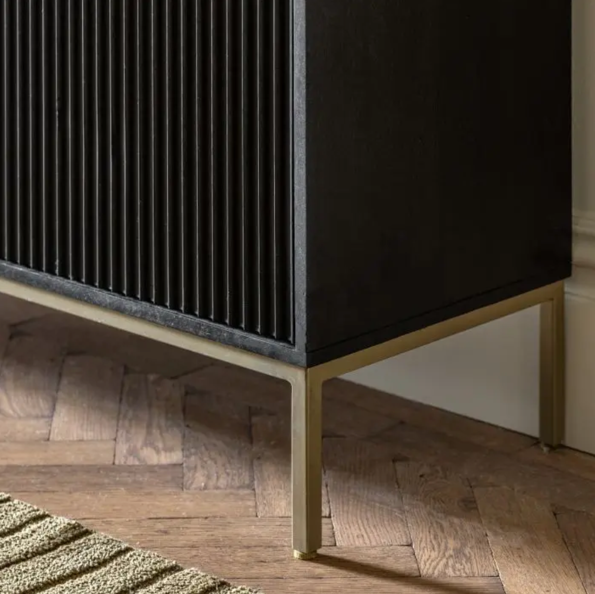 Raya 2 Door 3 Drawer Black & Gold Sideboard - Luxury Interiors