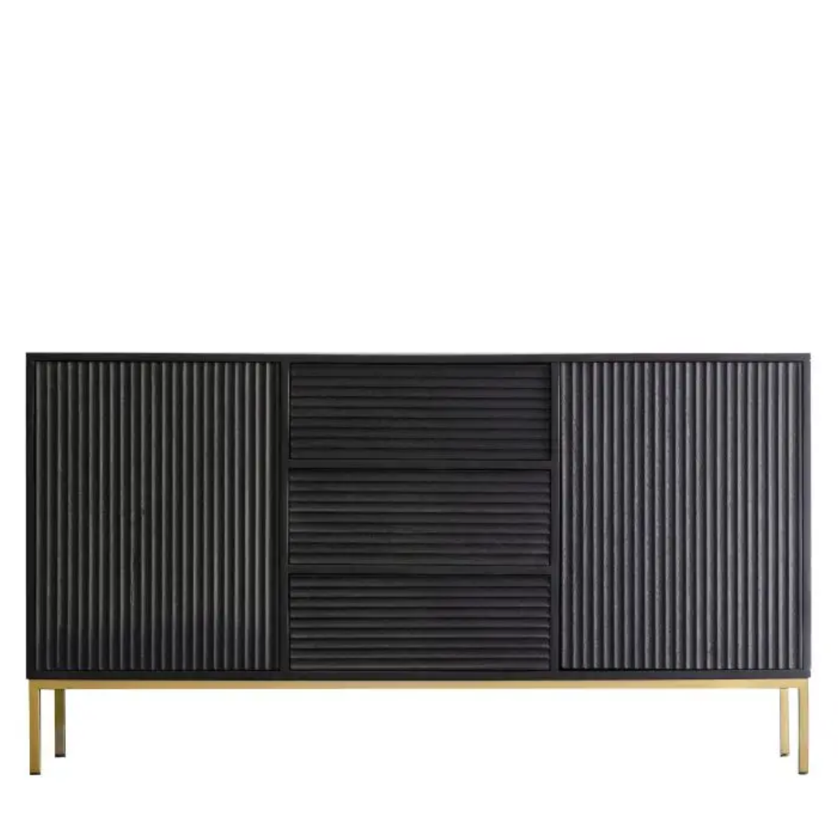 Raya 2 Door 3 Drawer Black & Gold Sideboard - Luxury Interiors