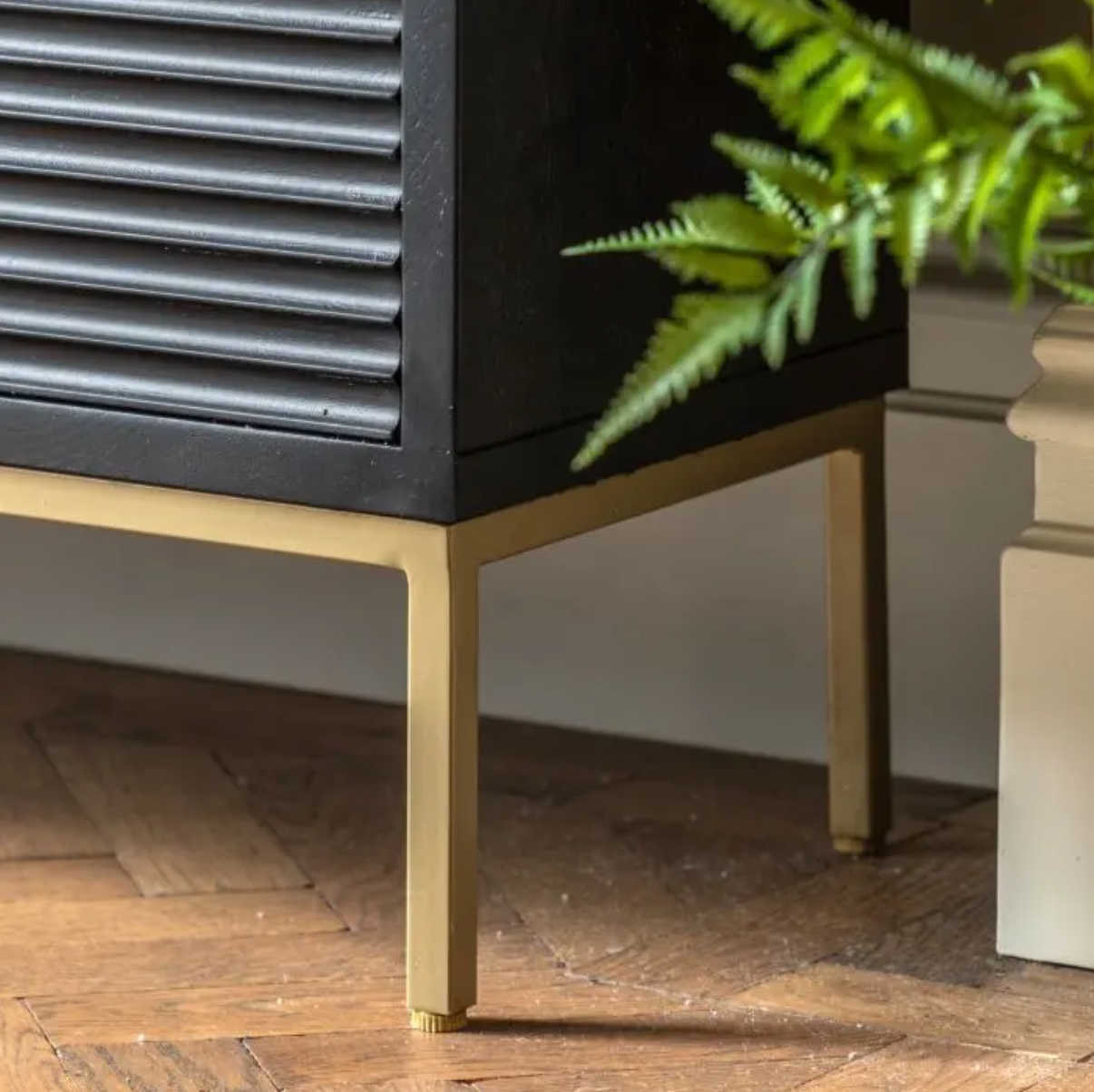 Raya Black & Gold 2 Door Open Display Unit - Luxury Interiors