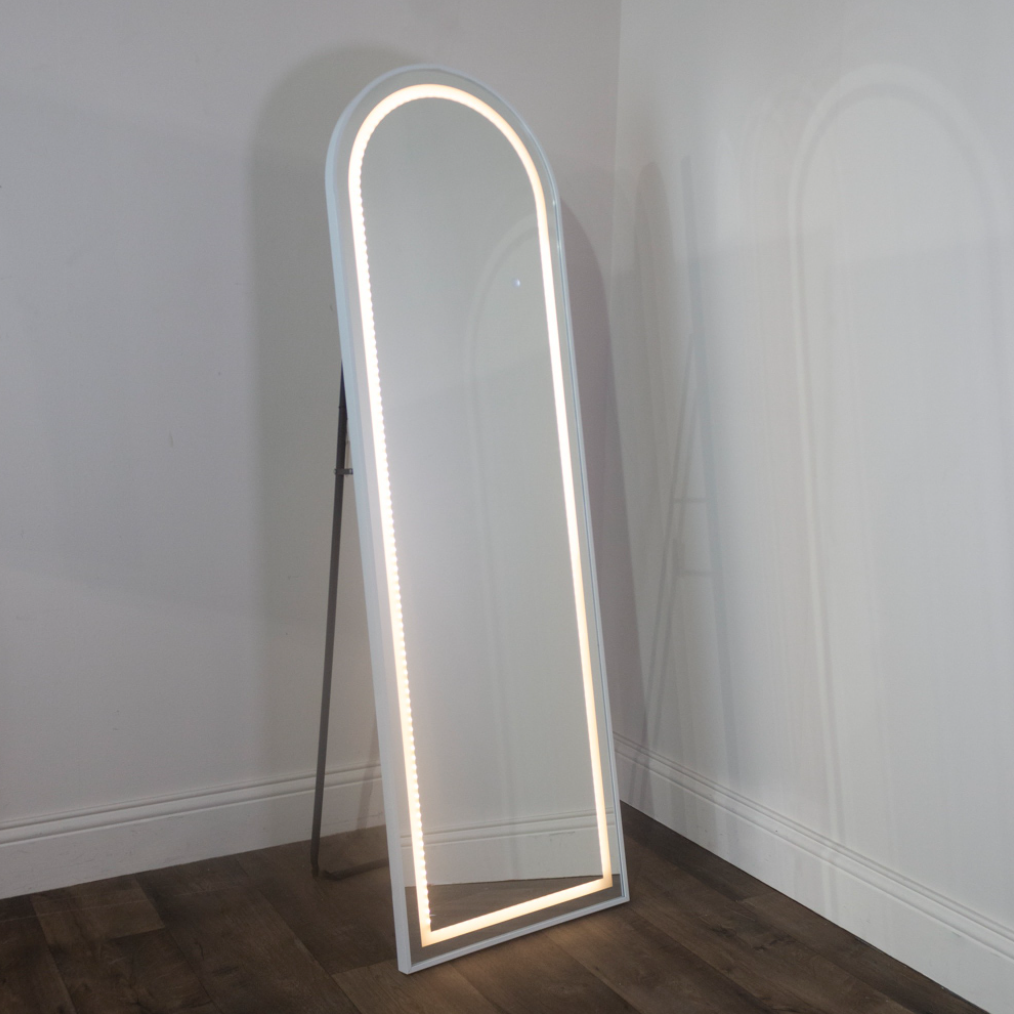Modena Hollywood LED cheval arch mirror White 160 x 50cm - Luxury Interiors