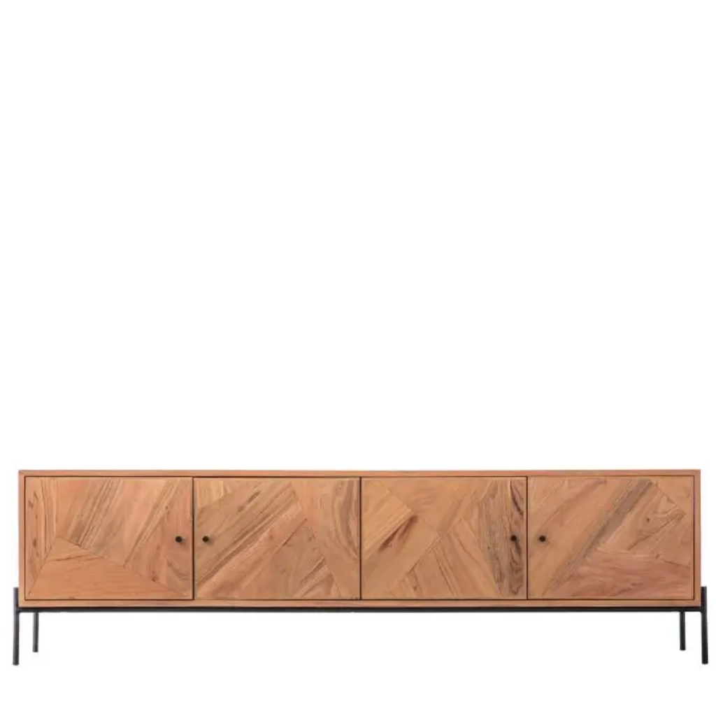 Oklahoma 4 Door Acacia Wood Media Unit - Luxury Interiors