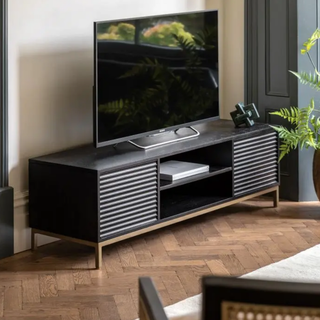 Raya Black & Gold Tv Unit - Luxury Interiors