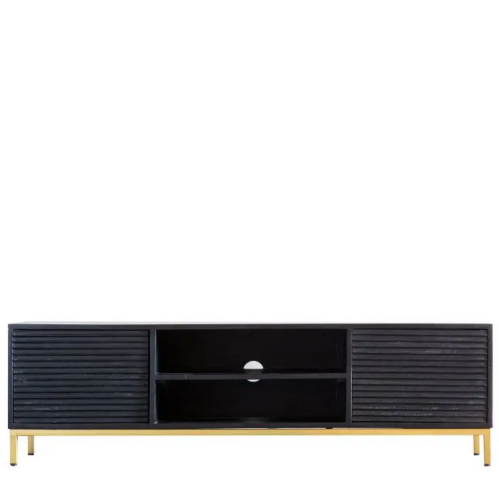 Raya Black & Gold Tv Unit - Luxury Interiors