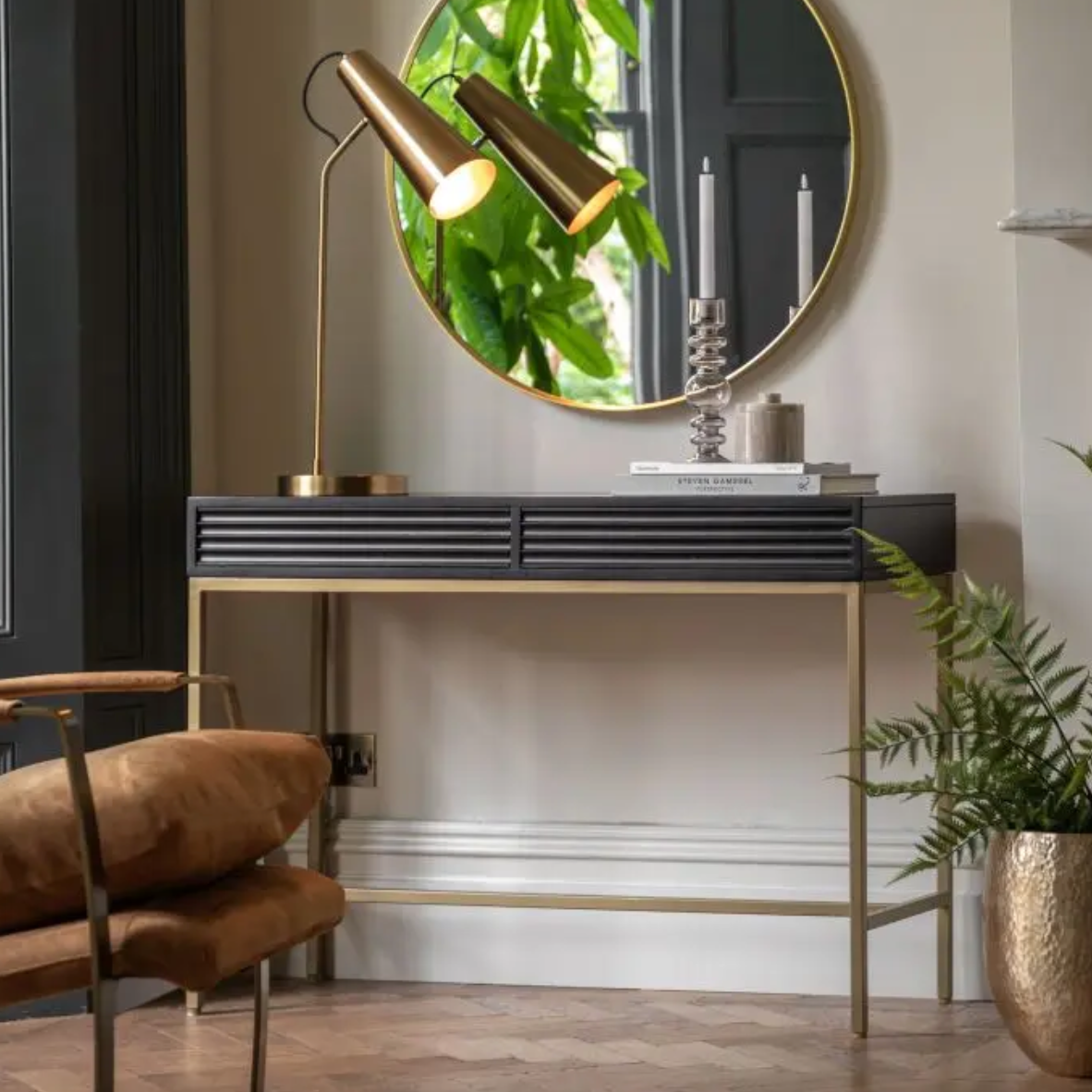 Raya Black & Gold Console Table - Luxury Interiors