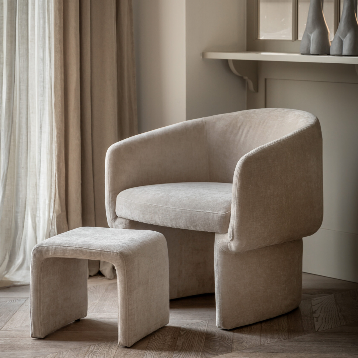 Roma Asko Armchair & footstool - Luxury Interiors