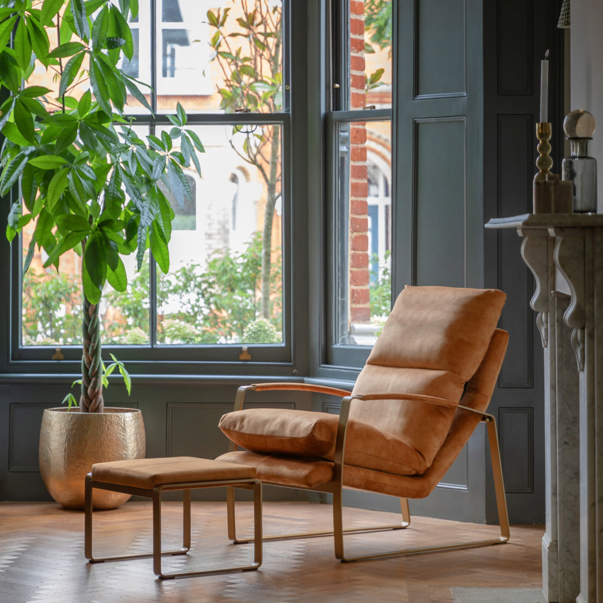 Fabien Lounger Ochre Suede