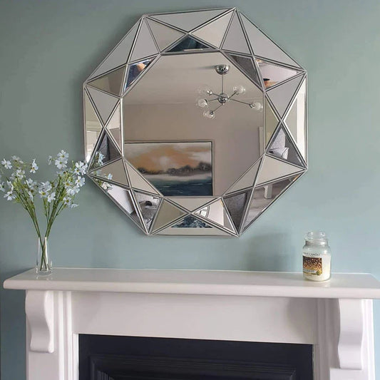 Silver Prism Geo Mirror - Luxury Interiors