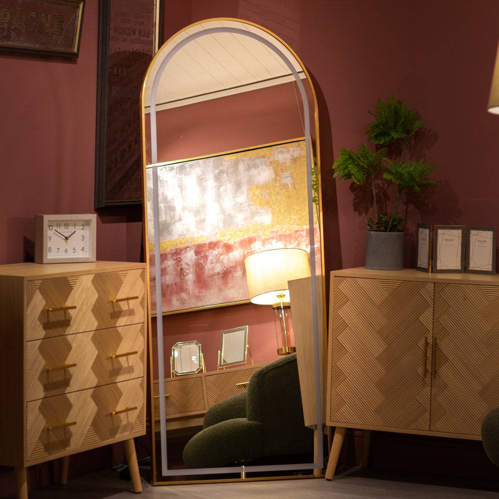 Cheval Arch Hollywood Gold Mirror 170 x 70cm - Luxury Interiors