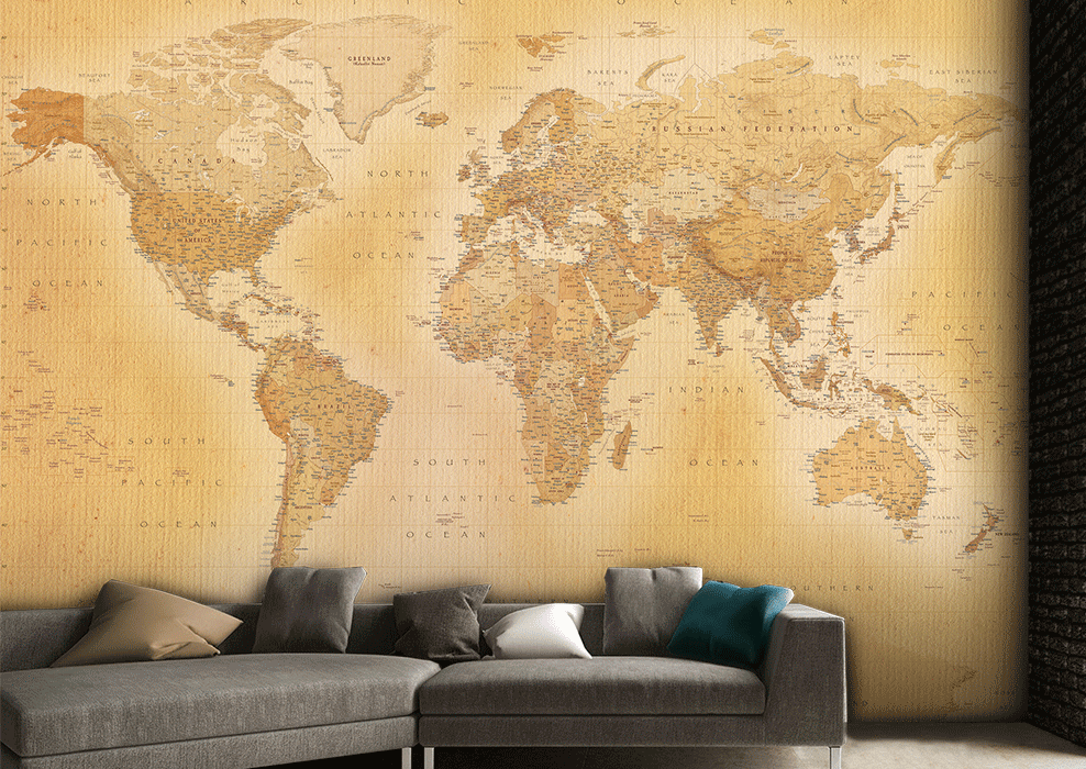 Vintage Old World Map - Luxury Interiors