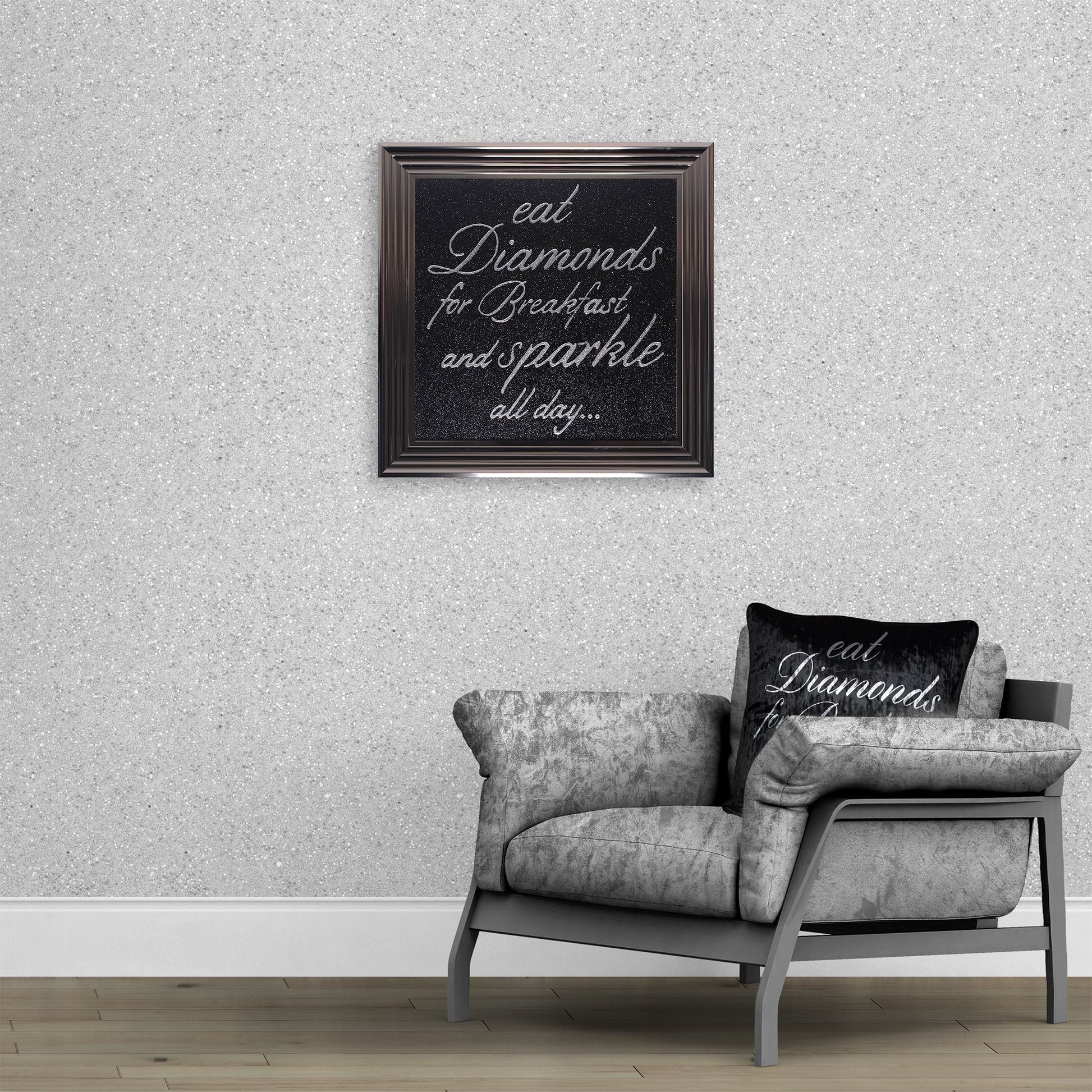 Interiors 148cm Wide- Gun Metal Glitter Fabric Wall Covering 10m Long - Luxury Interiors