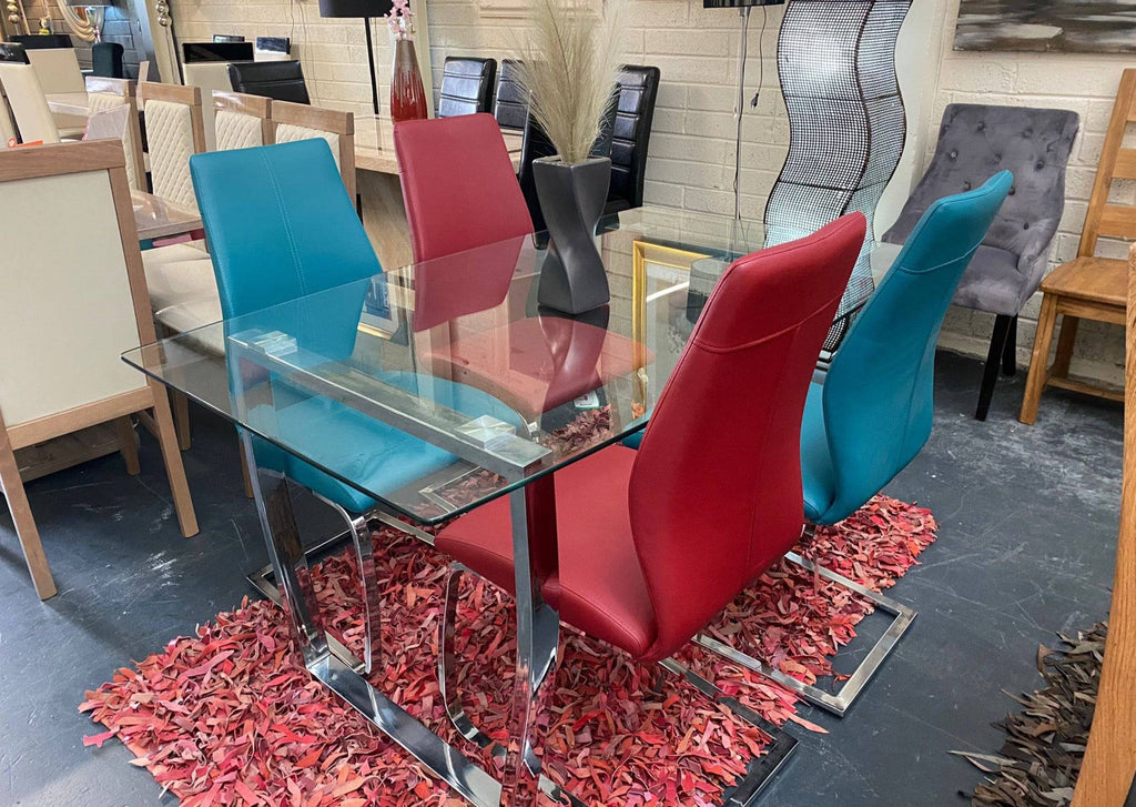 Paris Glass & Stainless Steel Dining Set - Luxury Interiors