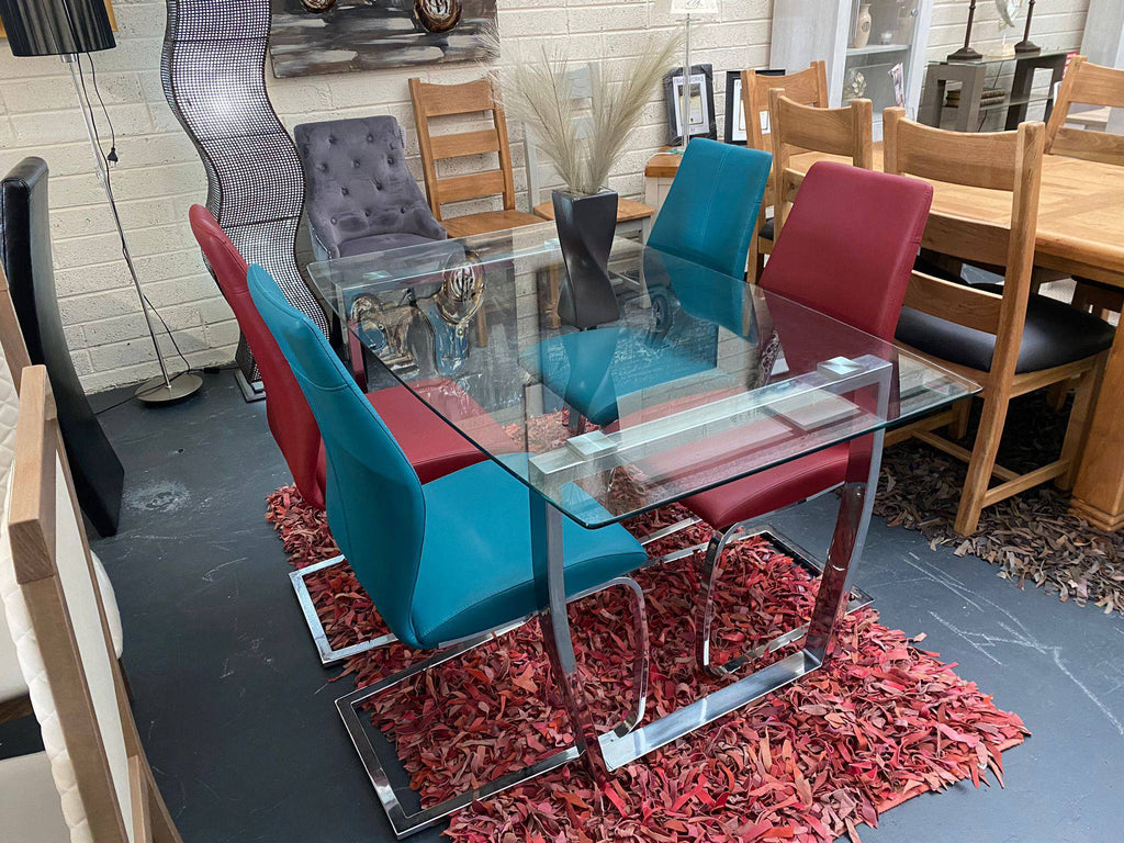 Paris Glass & Stainless Steel Dining Set - Luxury Interiors