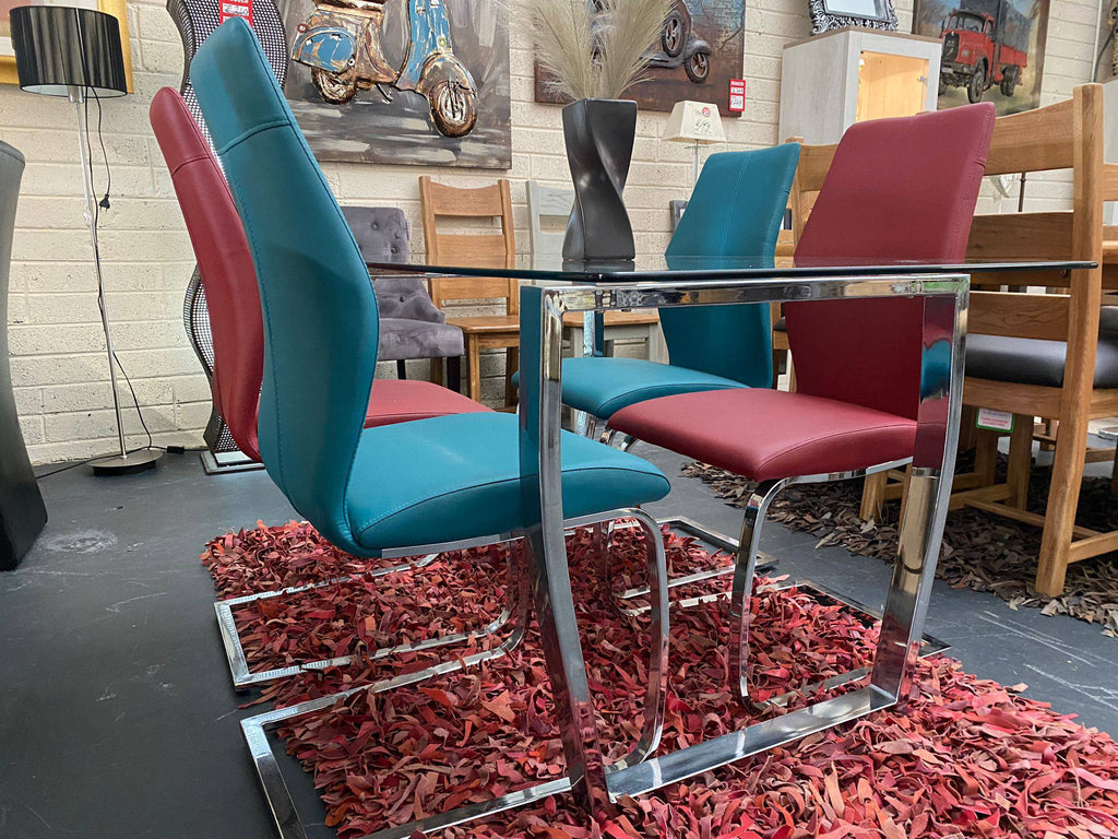Paris Glass & Stainless Steel Dining Set - Luxury Interiors