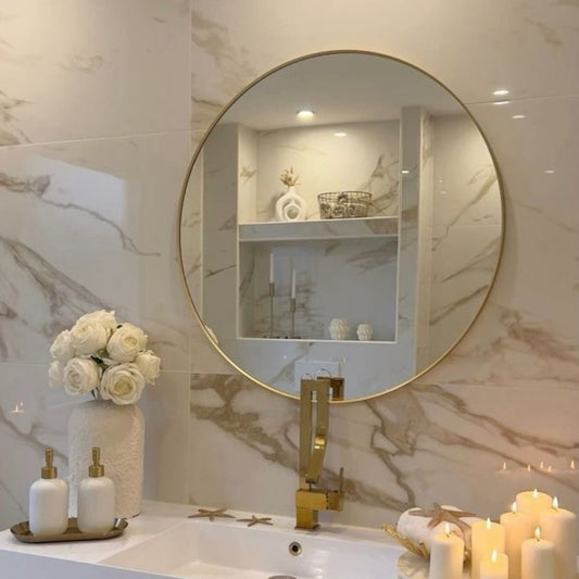 Gold round wall mirror 60cm - Luxury Interiors