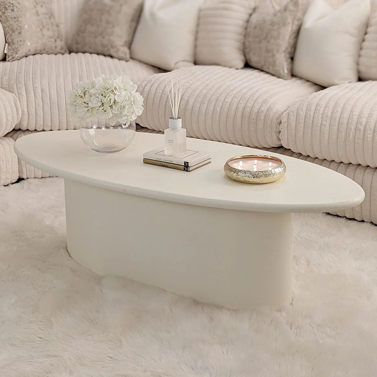 Ziola Stone Inspired Coffee Table - Cream / Black