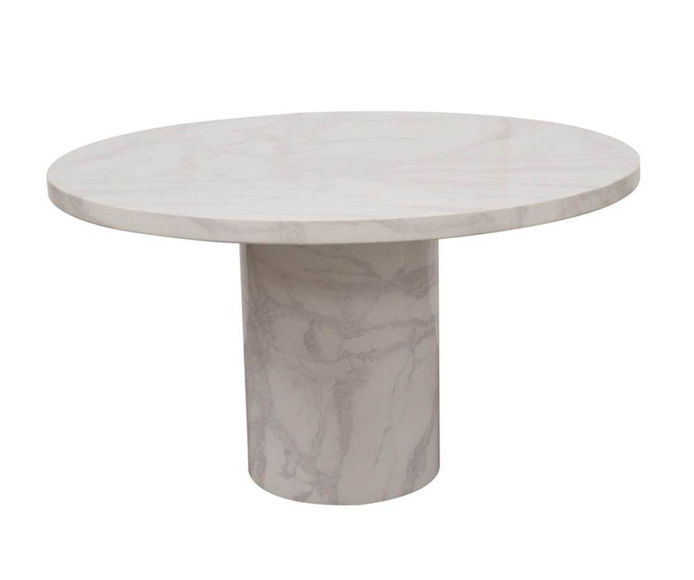 Carra White Round Marble Dining Set