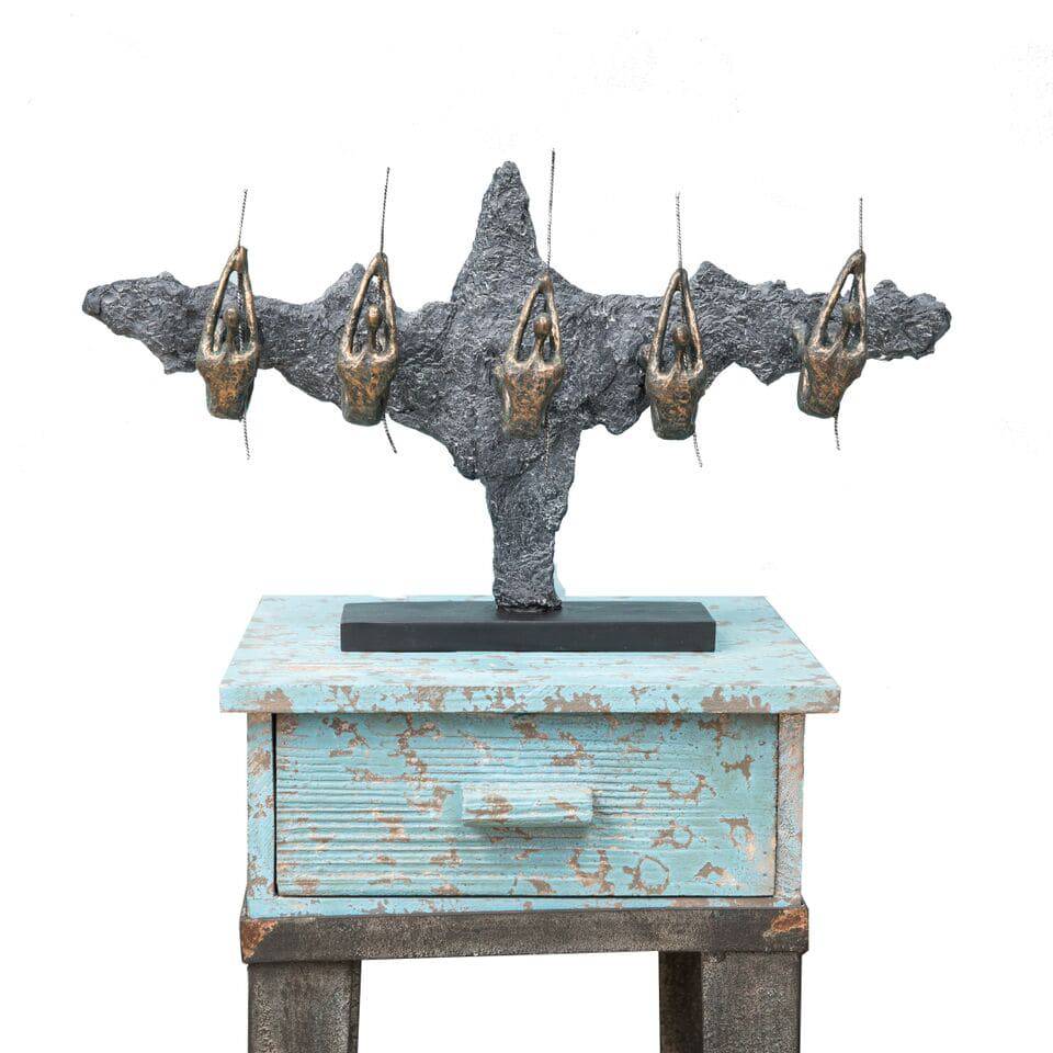 Five Climbers Sculpture On Rockface - Luxury Interiors