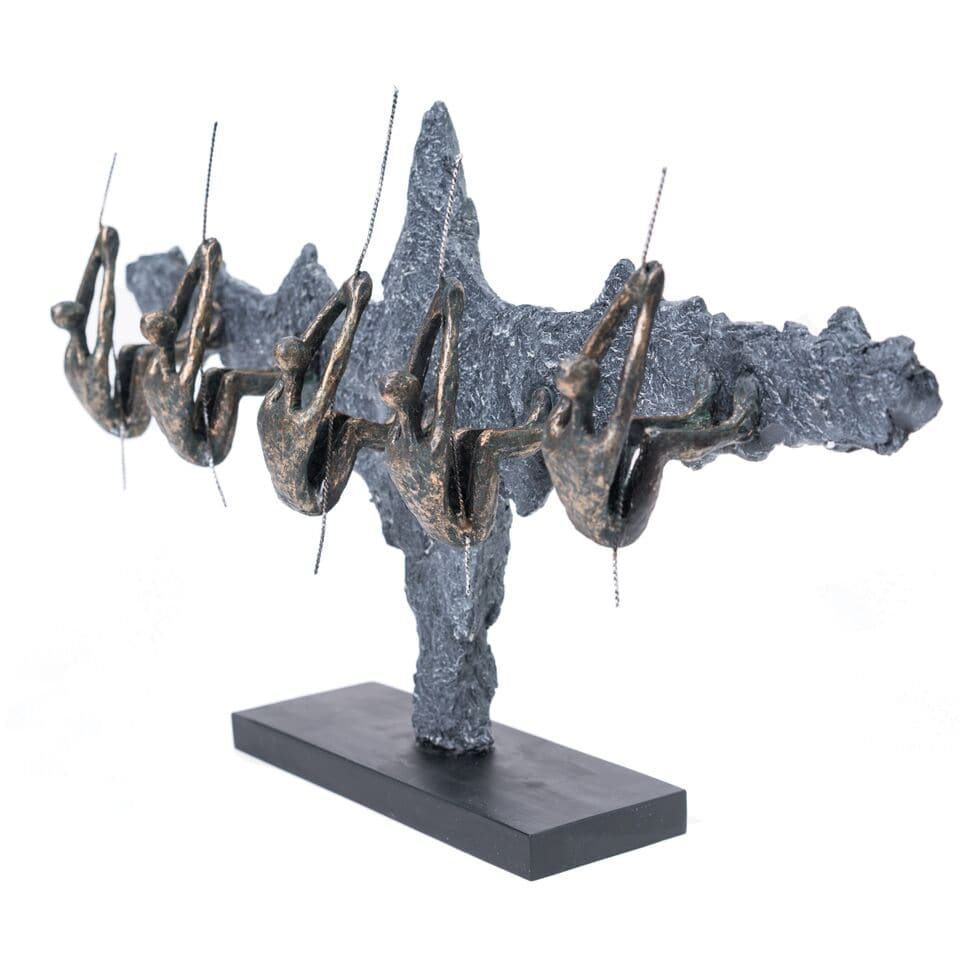 Five Climbers Sculpture On Rockface - Luxury Interiors