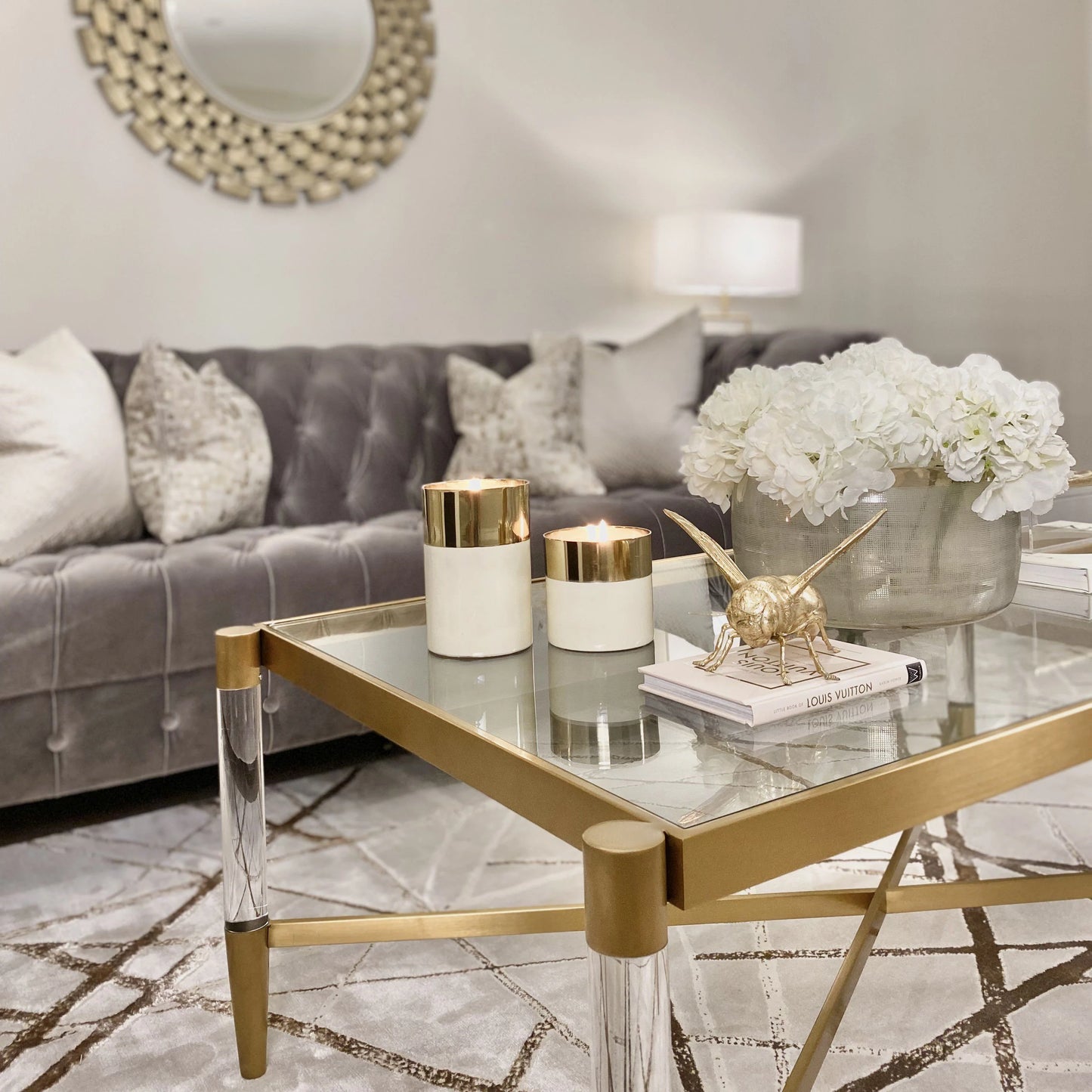 Marissa Gold & Glass Coffee Table - Luxury Interiors