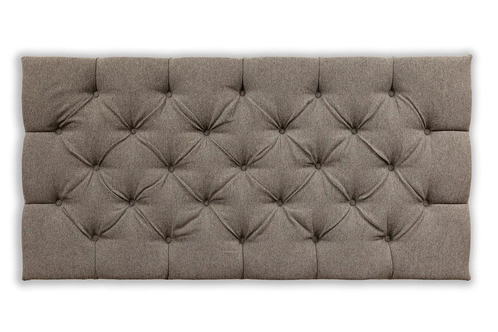 Luxury Interiors deep button diamond-tufted headboard, 27 inches high, with plush upholstery and elegant tufted design.