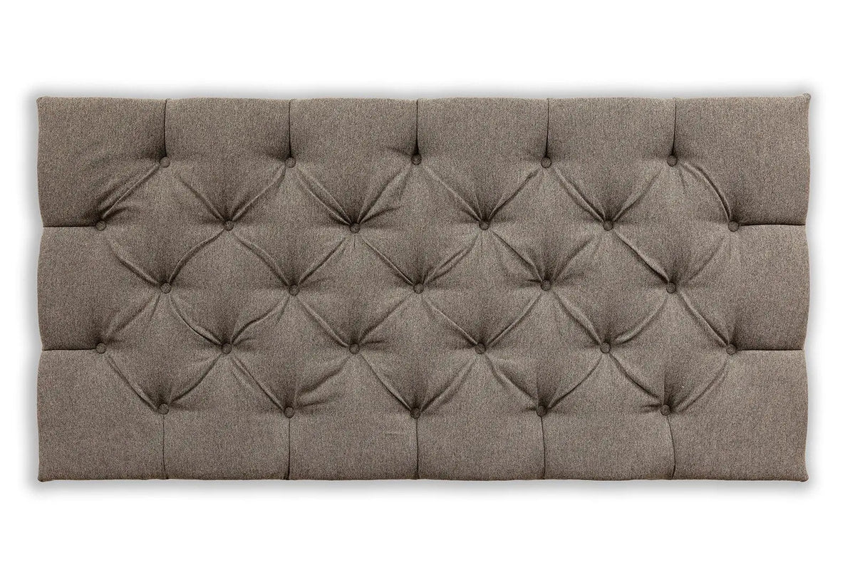 Luxury Interiors deep button diamond-tufted headboard, 27 inches high, with plush upholstery and elegant tufted design.