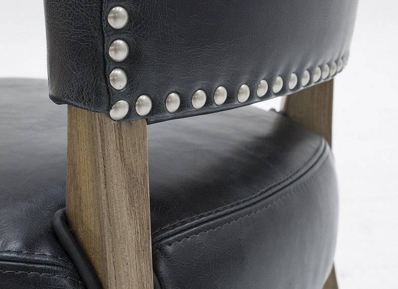Ink Blue Leather Donna Bar Counter Stool (PAIR) - Luxury Interiors