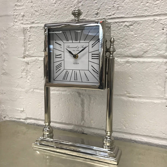 Arianna White Nickel Table Clock