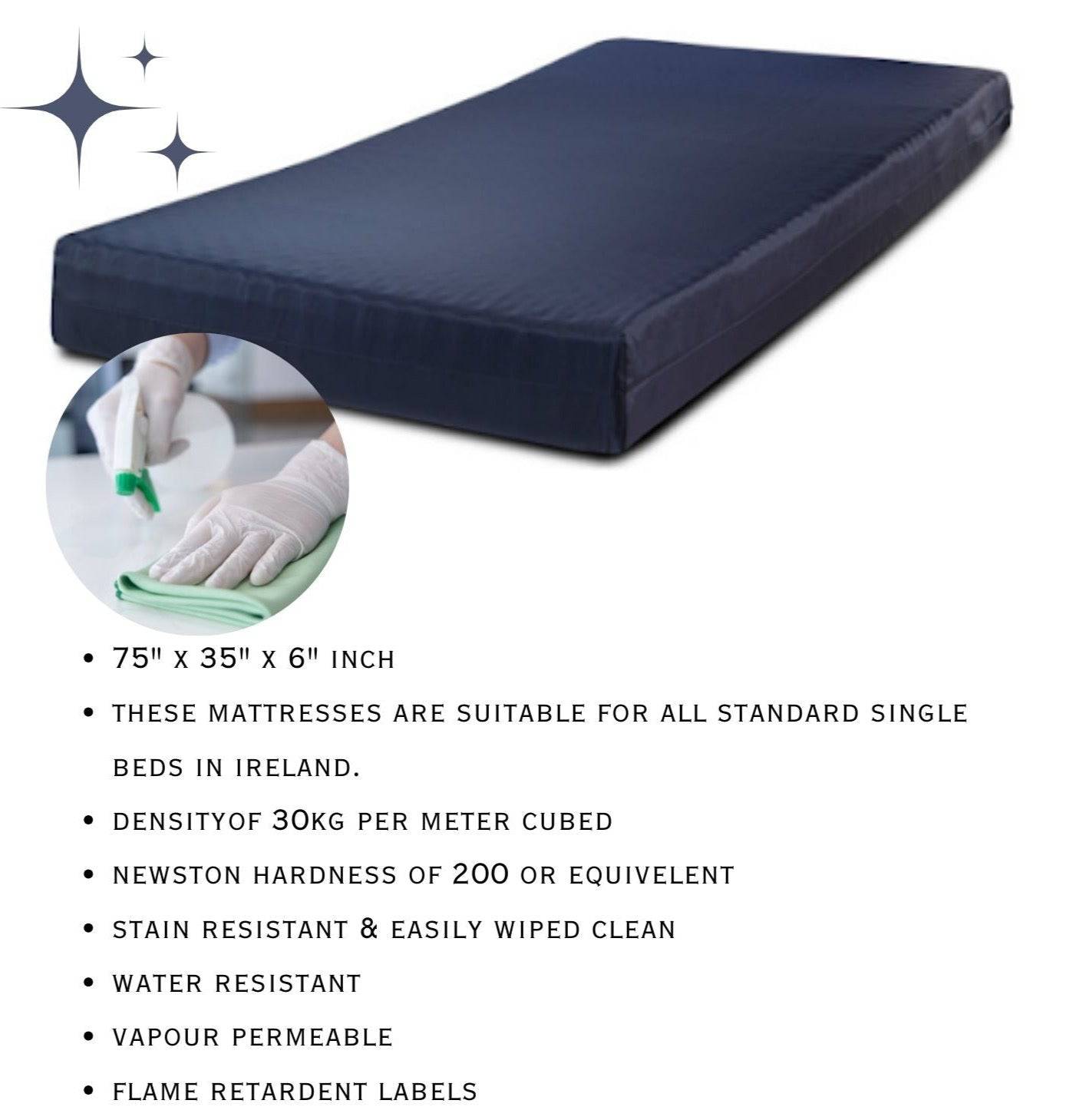 Wipe clean 3ft foam mattress - water resistant                     (Free Delivery)