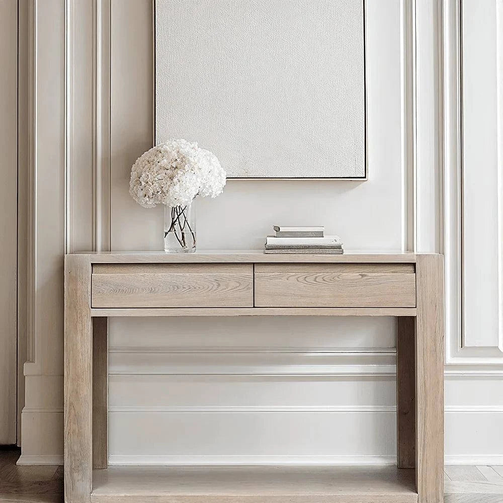 Fabien Console Table in Smoked Oak - Luxury Interiors