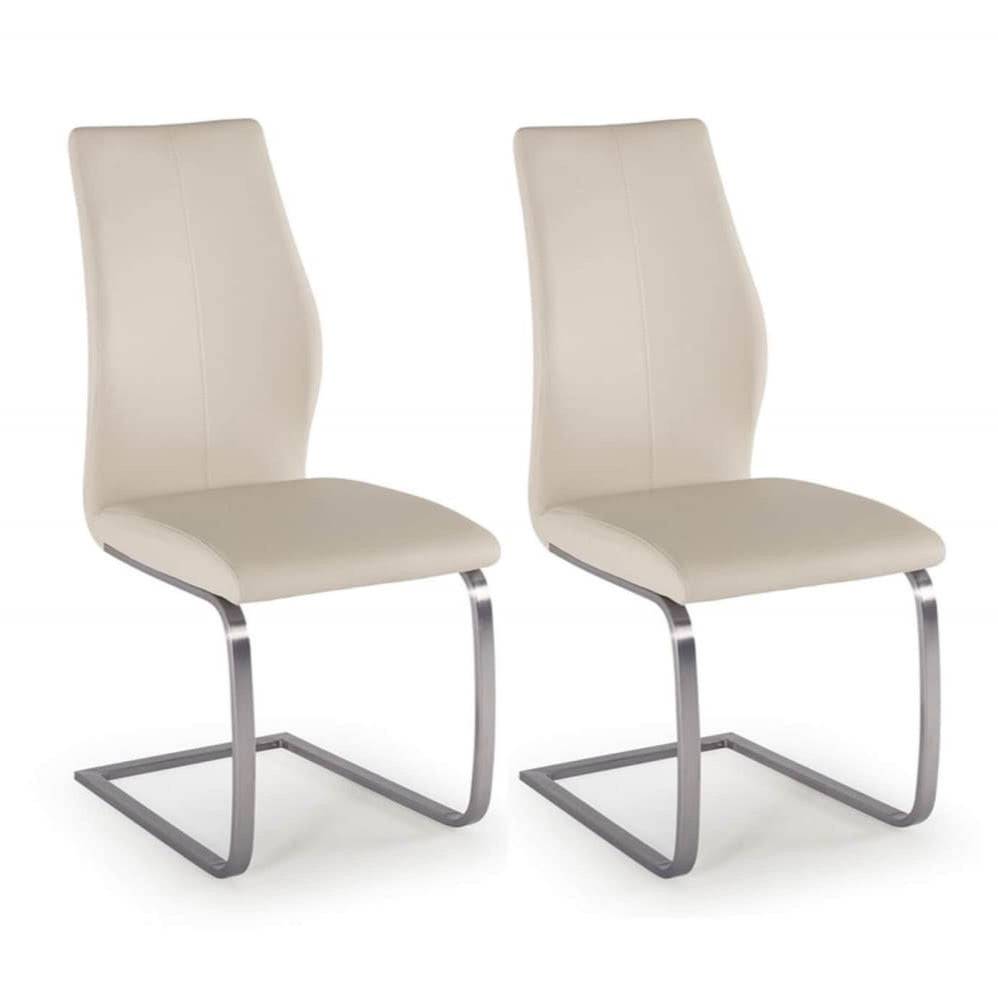 Irvin Brushed Steel Dining Chairs (Pair) - Luxury Interiors