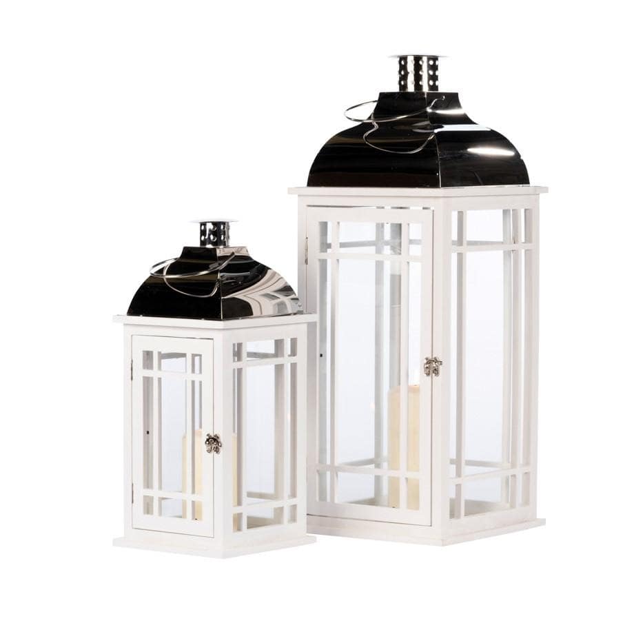 Julie Chrome White Lanterns - Luxury Interiors