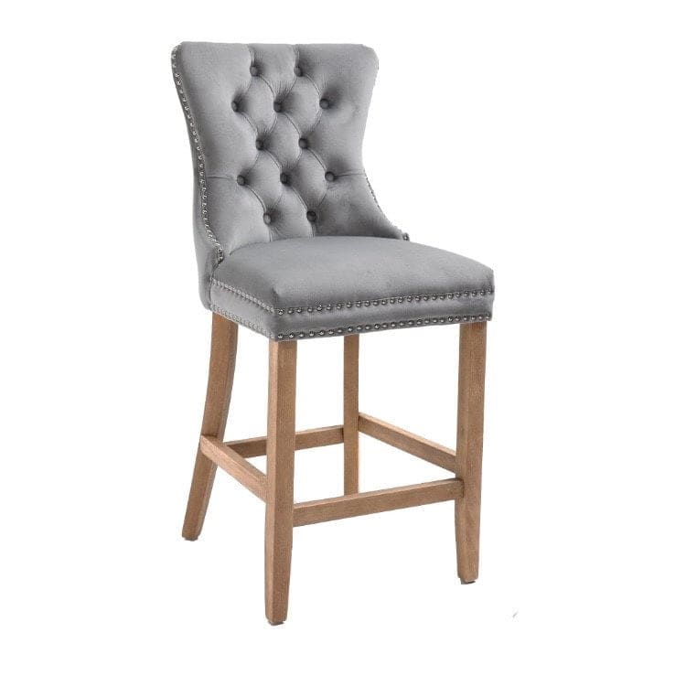 Kacy Grey Velvet Counter Stool (PAIR)