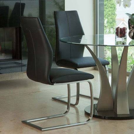 Irvin Brushed Steel Dining Chairs (Pair) - Luxury Interiors