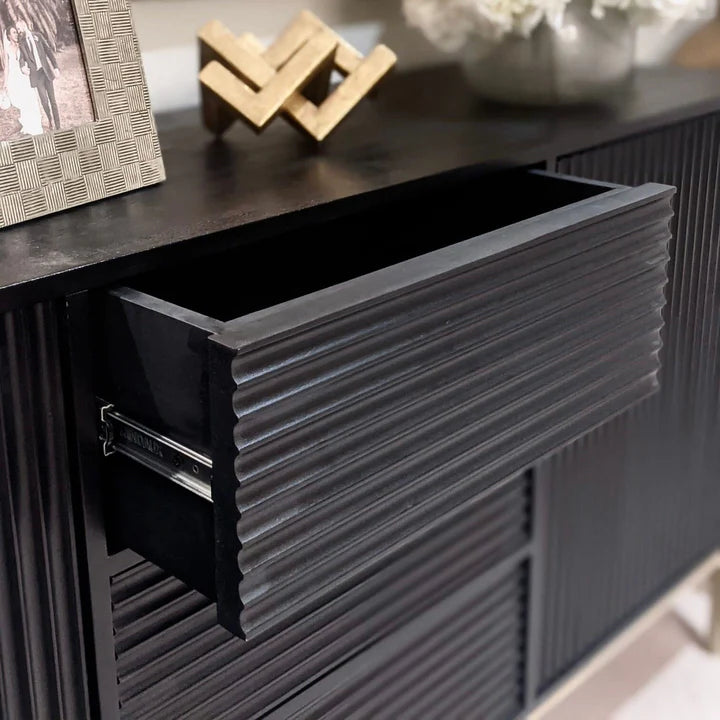 Raya 2 Door 3 Drawer Black & Gold Sideboard