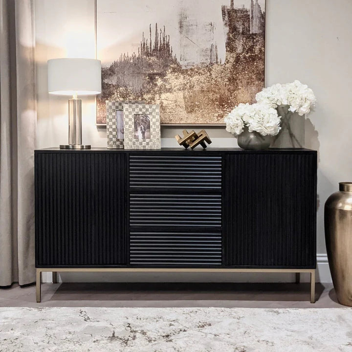 Raya 2 Door 3 Drawer Black & Gold Sideboard