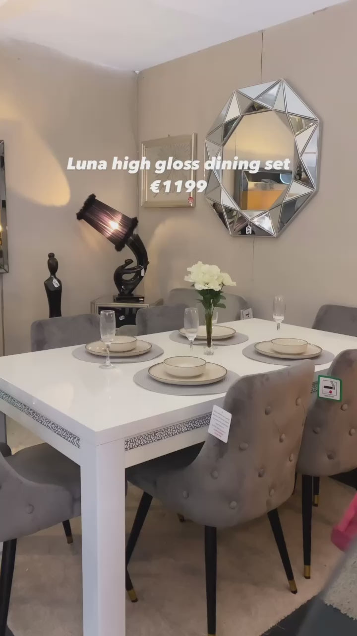 Luna Italian White High Gloss Dining Table