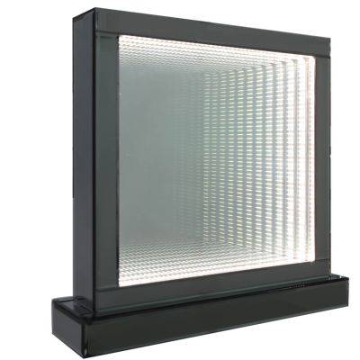 Large Smoked Mirror Infinity Square Table Lamp - Luxury Interiors