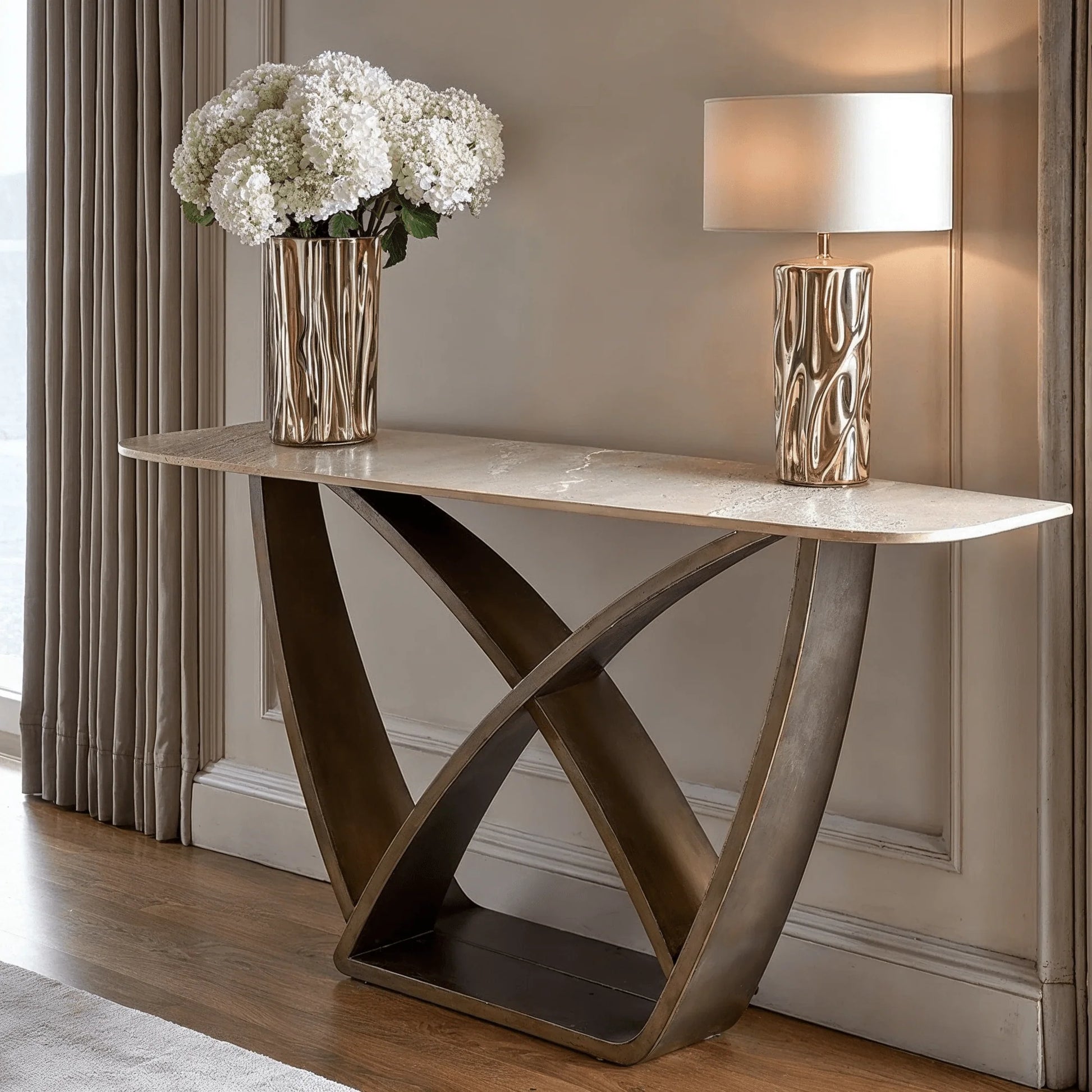 Vanessa Sinter Stone Console Table - Luxury Interiors