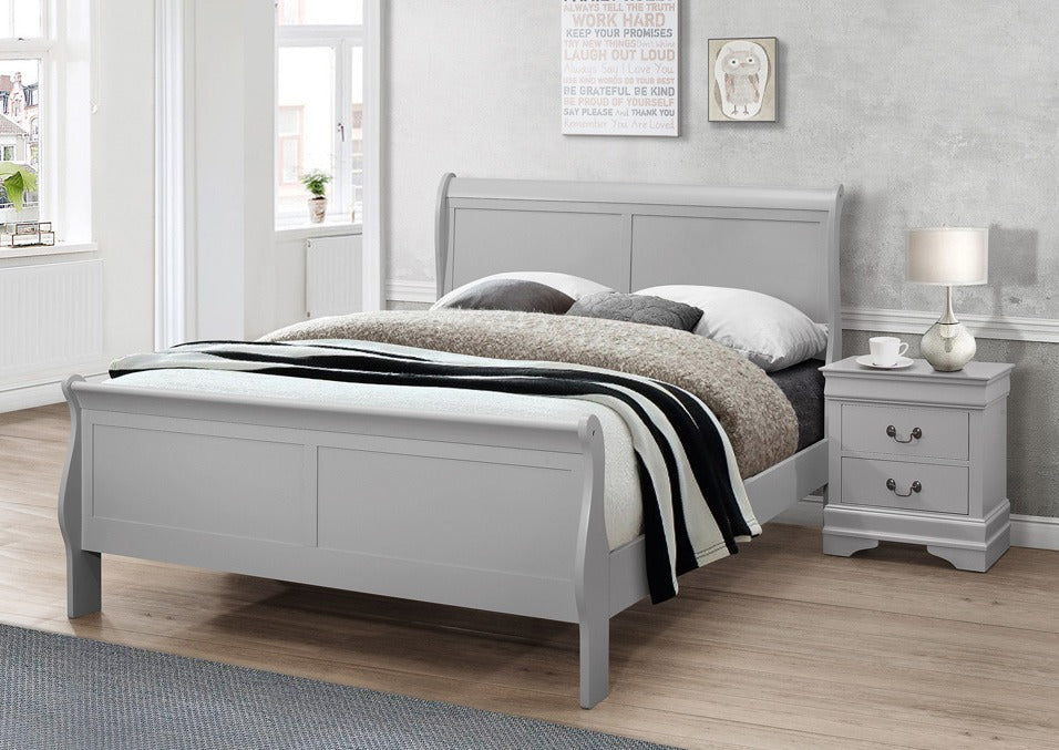 Louise Grey Sleigh Bed - Luxury Interiors