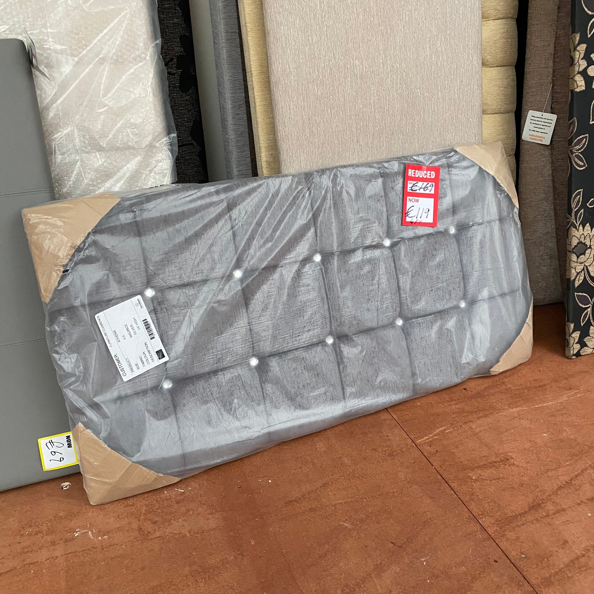 Grey Chenille fabric 2 row diamond headboard 4ft - Luxury Interiors