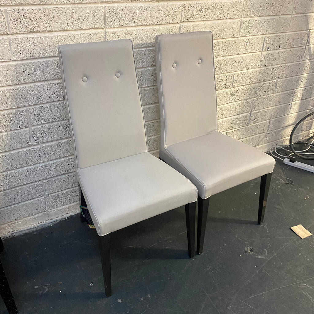 Pair Italian Leather Dining Chairs Pair - Luxury Interiors
