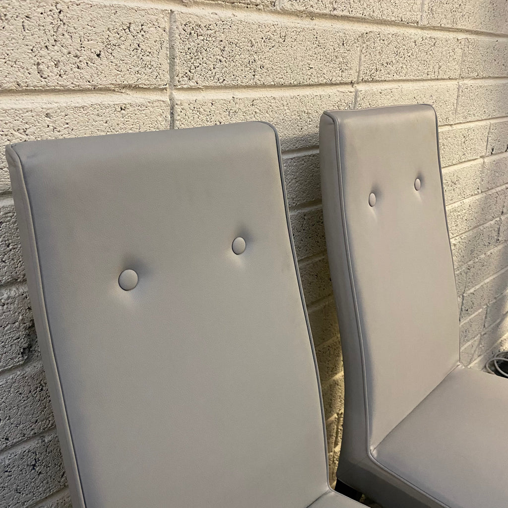 Pair Italian Leather Dining Chairs Pair - Luxury Interiors
