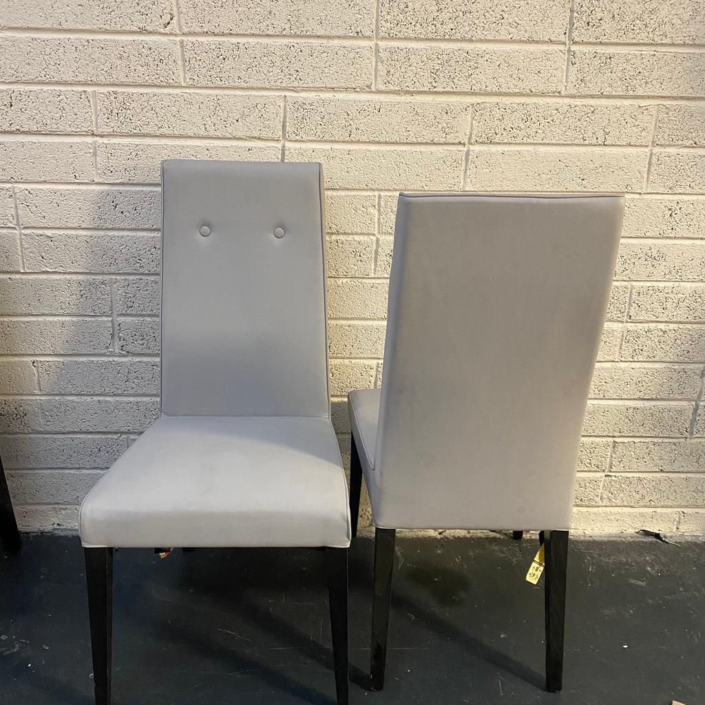 Pair Italian Leather Dining Chairs Pair - Luxury Interiors