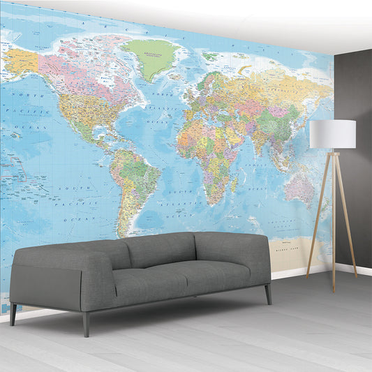 World Map XXL Mural  ( 366 X 253 cm) - Luxury Interiors
