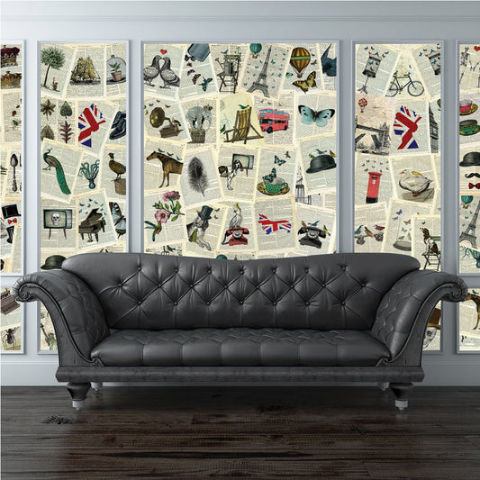 Wall Creative Collage Pages 64 piece Wallpaper Product Code: C64P-PAGES-001 - Luxury Interiors