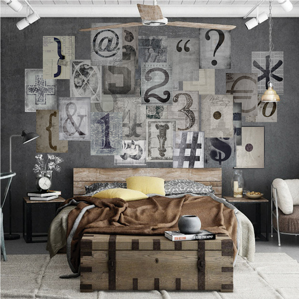 Wall Creative Collage Typo 1 64 piece Wallpaper Product Code: C64P-TYPO-001 - Luxury Interiors